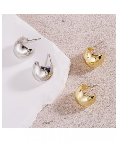 Chunky Gold Hoop Earrings, Small Gold Hoop Earrings for Women 14K Real Gold Plated Thick Open Hoops Lightweight Gold $7.79 Ea...