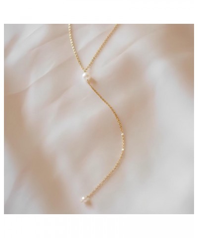 Pearl Necklaces for Women, Simple Gold Choker Necklaces 14k Gold Plated Single Pearl Necklace Dainty Gold Pearl Chain Necklac...