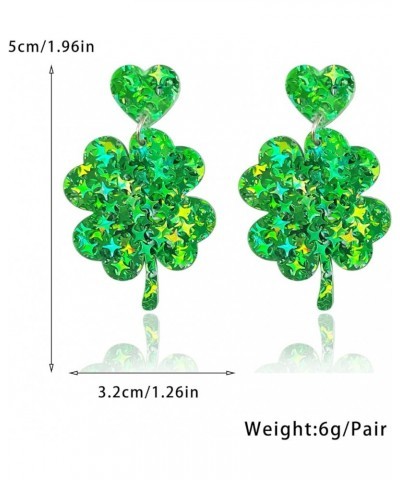 St Patrick's Day Earrings for Women Girls,Irish Shamrock Drop Dangle Earrings Acrylic Green Clover Hat Beer Horseshoe Stud Ea...