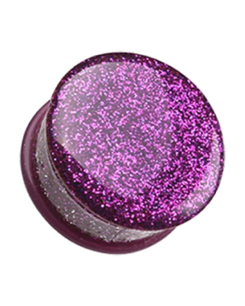 Glitter Shimmer Single Flared Ear Gauge Plug (Sold by Pair) 7/16", Purple $10.59 Body Jewelry