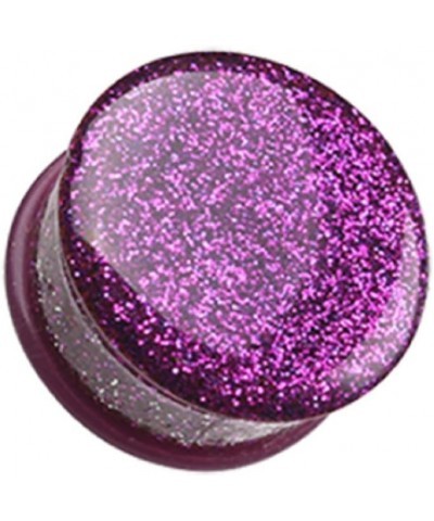 Glitter Shimmer Single Flared Ear Gauge Plug (Sold by Pair) 7/16", Purple $10.59 Body Jewelry