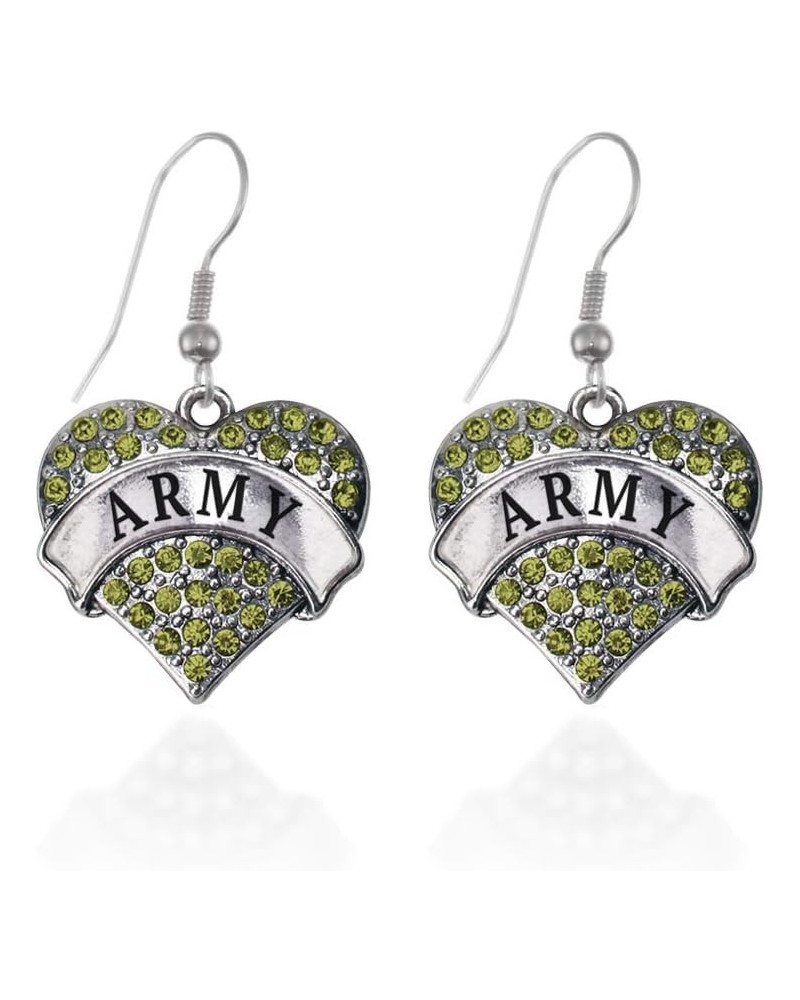 Silver Pave Heart Charm French Hook Drop Earrings with Cubic Zirconia Jewelry Army $11.79 Earrings