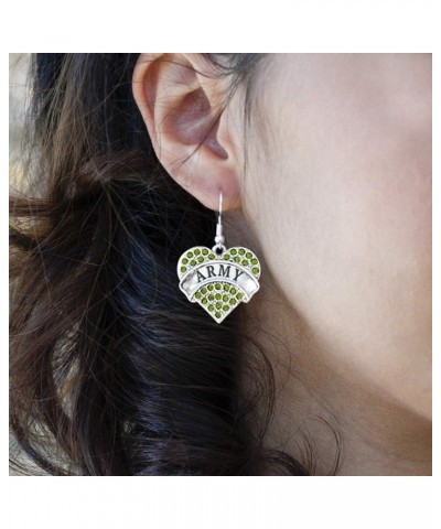 Silver Pave Heart Charm French Hook Drop Earrings with Cubic Zirconia Jewelry Army $11.79 Earrings