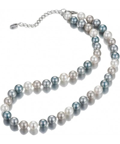 Beaded Strand Pearl Choker Necklace - Fashion Jewelry Birthday Gifts For Women 15-8mm Grey blue $8.54 Necklaces