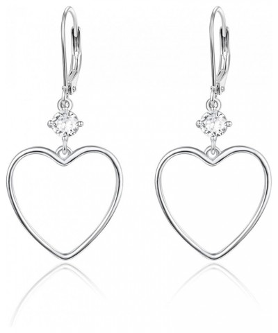 Heart Earrings Sterling Silver Dangle Love Drop Earrings Crystal Geometric Heart Jewelry Valentines Day Gifts C-Heart $18.54 ...