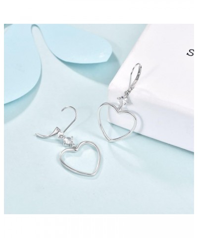 Heart Earrings Sterling Silver Dangle Love Drop Earrings Crystal Geometric Heart Jewelry Valentines Day Gifts C-Heart $18.54 ...