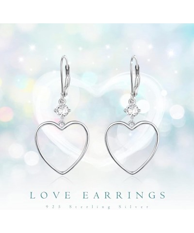 Heart Earrings Sterling Silver Dangle Love Drop Earrings Crystal Geometric Heart Jewelry Valentines Day Gifts C-Heart $18.54 ...