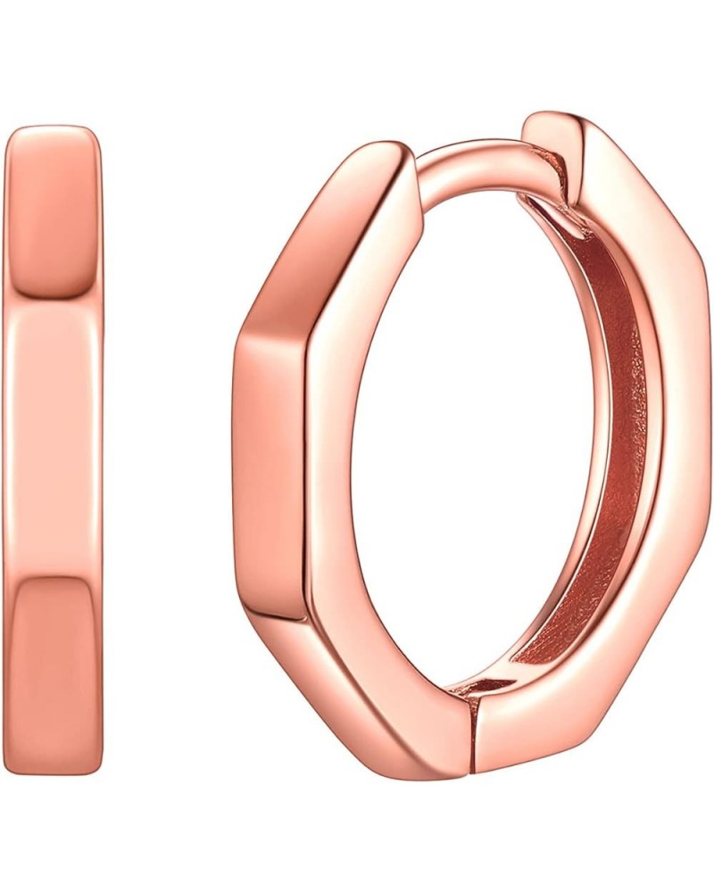 925 Sterling Silver Cubic Zirconia Small Huggie Hoop Earrings for Women, Diameter 10MM, Silver/Gold/Rose Gold F: Rose Gold-Oc...