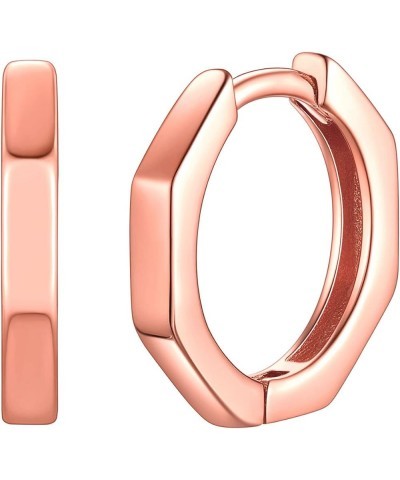 925 Sterling Silver Cubic Zirconia Small Huggie Hoop Earrings for Women, Diameter 10MM, Silver/Gold/Rose Gold F: Rose Gold-Oc...