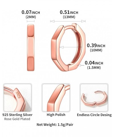 925 Sterling Silver Cubic Zirconia Small Huggie Hoop Earrings for Women, Diameter 10MM, Silver/Gold/Rose Gold F: Rose Gold-Oc...