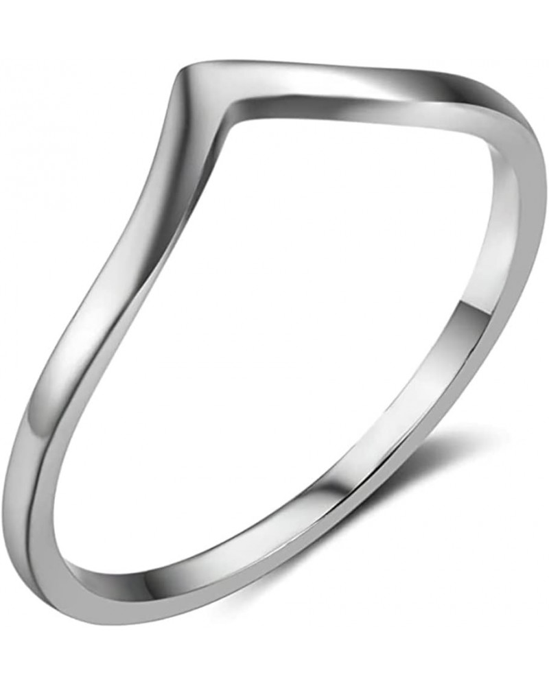 Pointed Classical Simple Plain Promise Ring,Stainless Steel Thin Wedding Band Rings For Women Girls 6 Single Point-Silver $8....