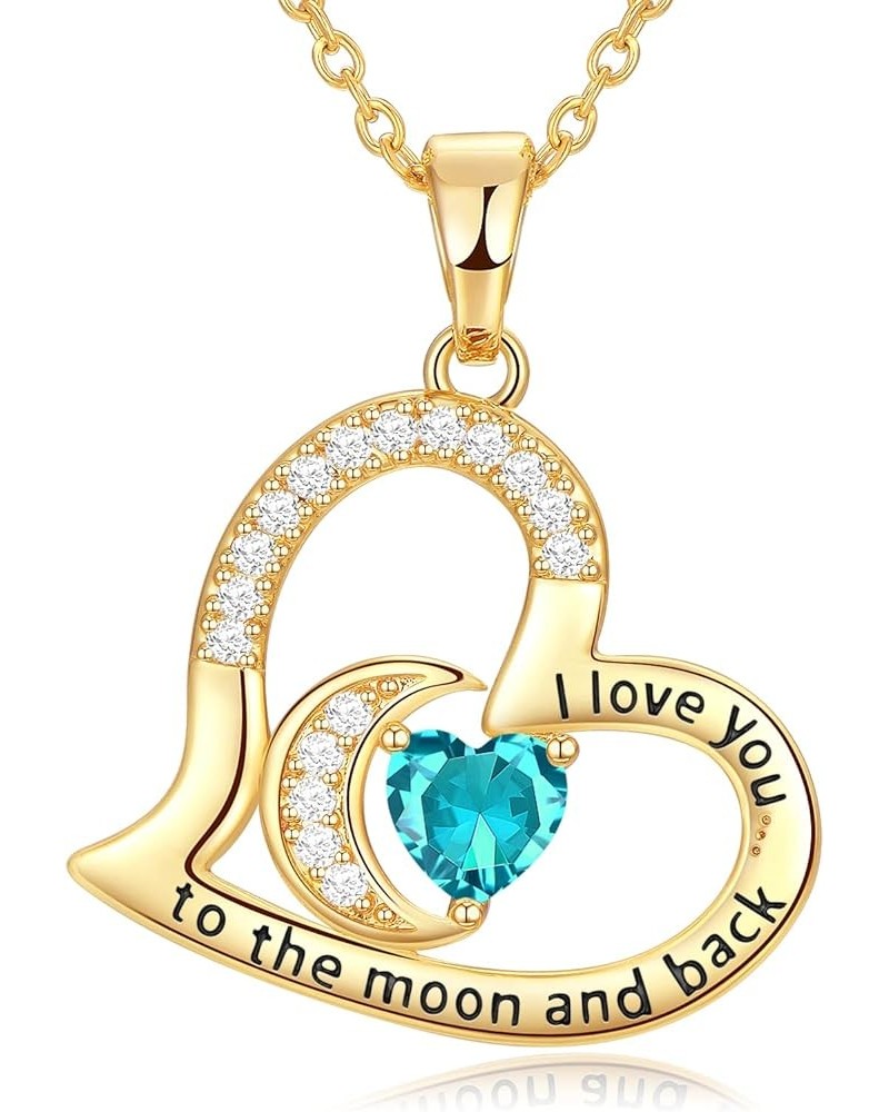 Birthstone Jewelry for Wife Gifts for Her - 18K Gold Filled 925 Sterling Silver I love You Heart Pendant Necklace for Wife Mo...