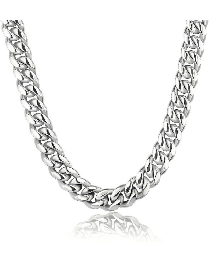 Miami Cuban Link Chain for Men Solid Stainless Steel Necklace for Men Women Hip Hop Jewelry Choker Necklace 18-30 Inches-with...