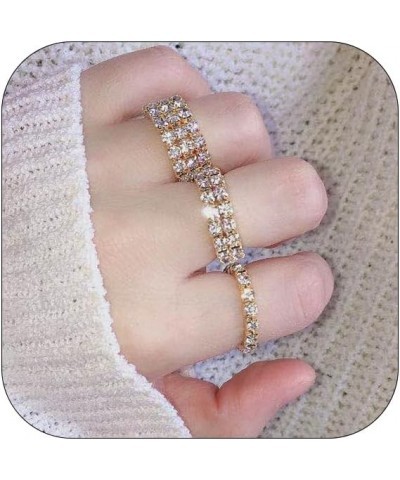 Shiny Rhinestone Ring for Women Bohemian Thick Big Elliptical Geometry Ring Adjustable Crystal Band Ring Wedding Party Prom R...