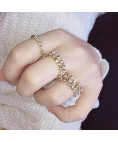 Shiny Rhinestone Ring for Women Bohemian Thick Big Elliptical Geometry Ring Adjustable Crystal Band Ring Wedding Party Prom R...