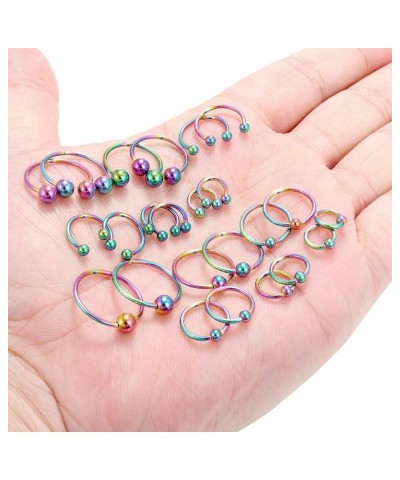 16-24PCS 16G Surgical Steel Horseshoe & Captive Bead Nose Hoop Septum Earring Eyebrow Tongue Lip Nipple Helix Tragus Piercing...