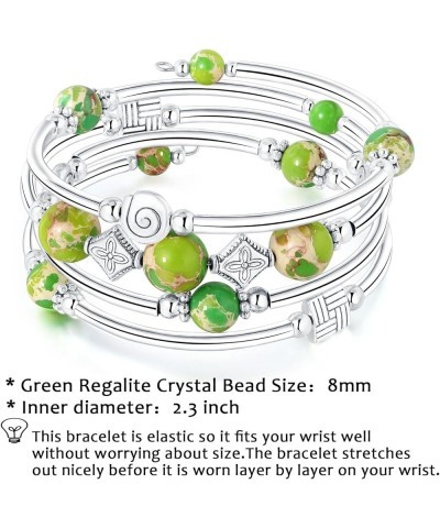 Four Layer Wrap Beaded Bangle Bracelets for Valentine's Day Mother's Day Birthday Gifts for Women Green Emperor Stone $8.82 B...