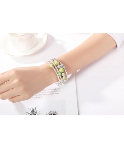 Four Layer Wrap Beaded Bangle Bracelets for Valentine's Day Mother's Day Birthday Gifts for Women Green Emperor Stone $8.82 B...