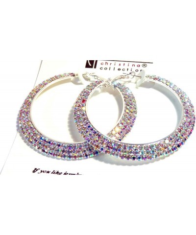 Large Crystal Iridescent Rhinestone Hoop Earrings 2.5 Inch ABS Rhodium Crystal Hoop Earrings $10.29 Earrings