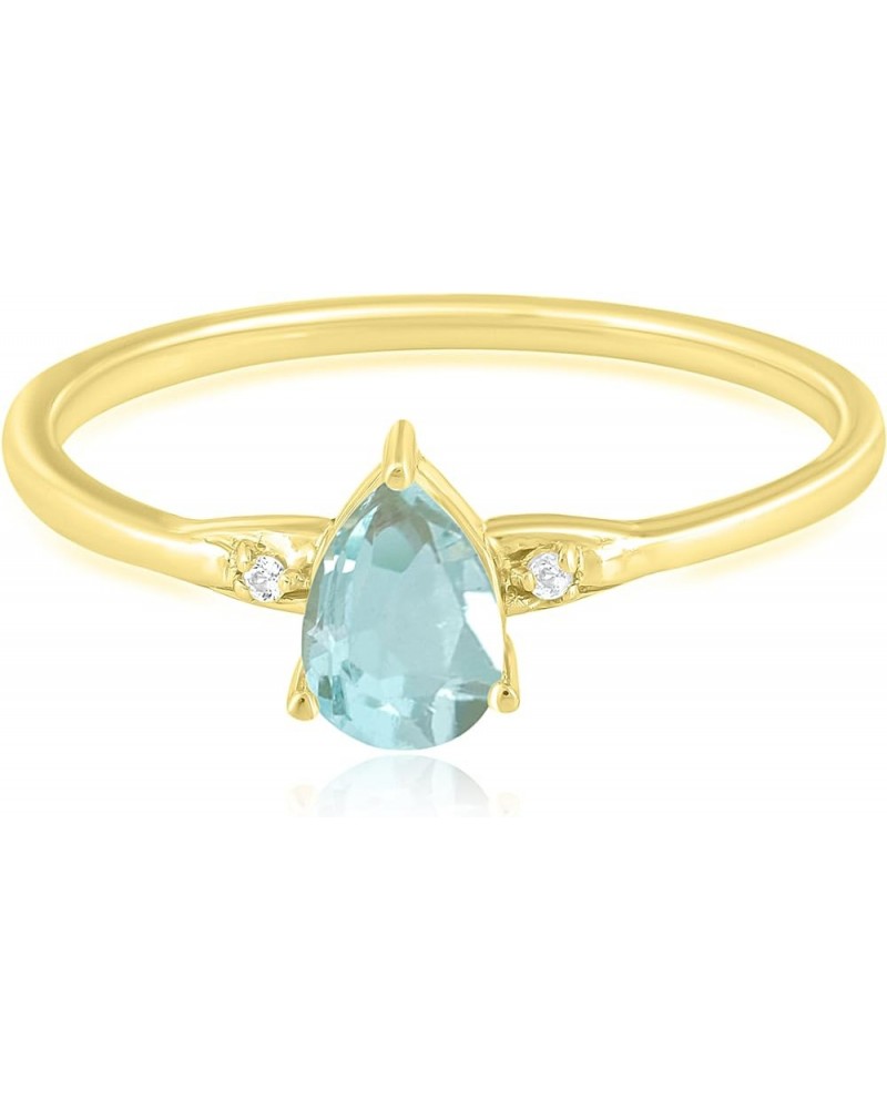 Dew Sterling Silver Genuine Gemstone Stackable Pear Ring, Sizes 6-8 6 Aquamarine Yellow Sterling Silver $64.07 Rings