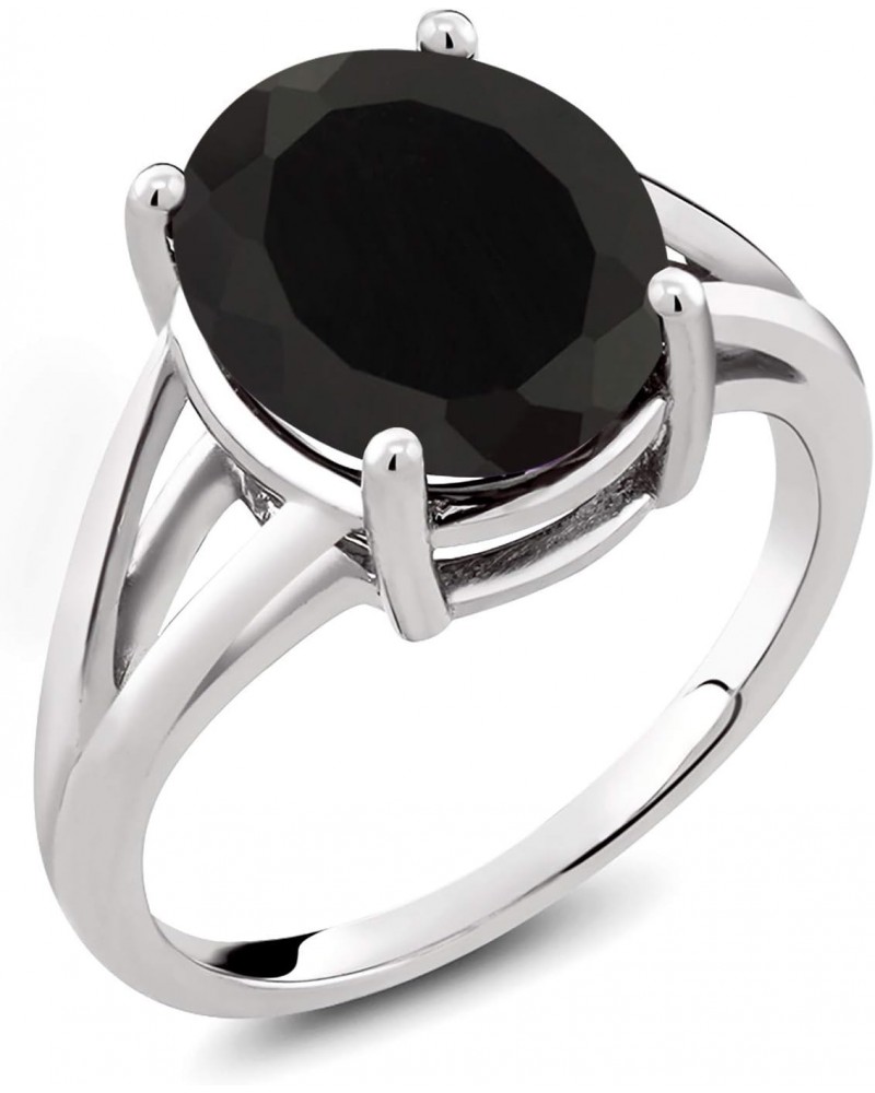 925 Sterling Silver Black Onyx Ring For Women | 4.00 Cttw | Gemstone December Birthstone | Oval 12X10MM | Available In Size 5...