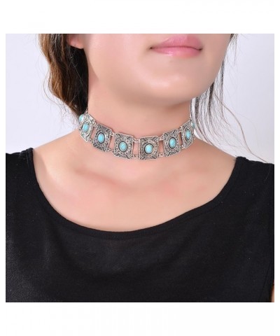 Turquoise Choker Necklace for Women Bohemian Necklace Western Jewelry Necklace Boho Turquoise Necklace Silver Necklaces for G...