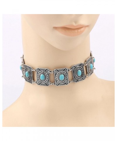 Turquoise Choker Necklace for Women Bohemian Necklace Western Jewelry Necklace Boho Turquoise Necklace Silver Necklaces for G...