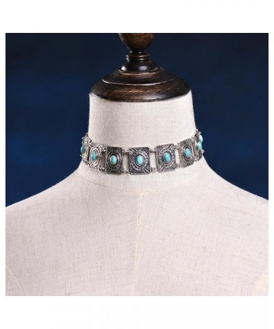 Turquoise Choker Necklace for Women Bohemian Necklace Western Jewelry Necklace Boho Turquoise Necklace Silver Necklaces for G...