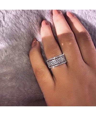 925 Sterling Silver Cubic Zirconia Eternity Engagement Wedding Bands Wedding Rings Anniversary Eternity Bands 3 Band Width Ri...