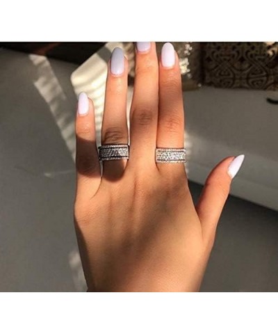 925 Sterling Silver Cubic Zirconia Eternity Engagement Wedding Bands Wedding Rings Anniversary Eternity Bands 3 Band Width Ri...