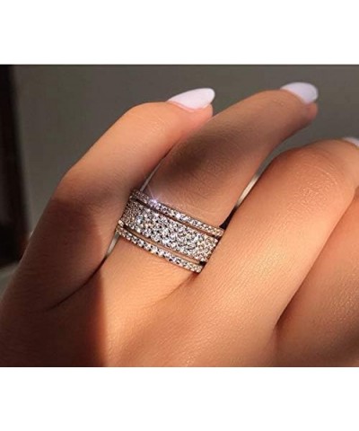 925 Sterling Silver Cubic Zirconia Eternity Engagement Wedding Bands Wedding Rings Anniversary Eternity Bands 3 Band Width Ri...