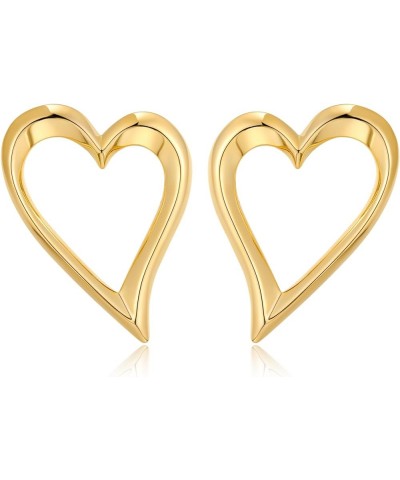 Gold Heart Earrings for Women Vintage Love Heart Dangle Earrings Double Heart Drop Earings Matte Gold Statement Earrings Vale...