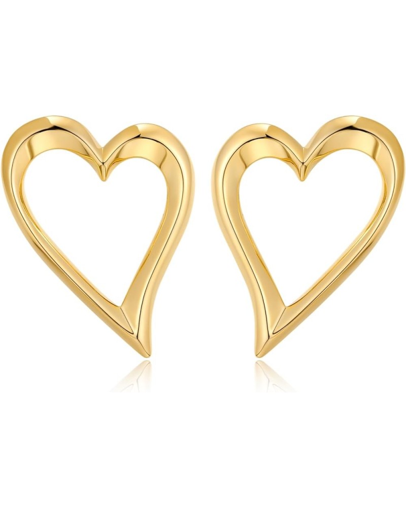 Gold Heart Earrings for Women Vintage Love Heart Dangle Earrings Double Heart Drop Earings Matte Gold Statement Earrings Vale...