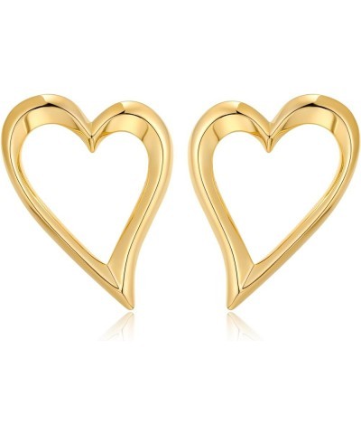 Gold Heart Earrings for Women Vintage Love Heart Dangle Earrings Double Heart Drop Earings Matte Gold Statement Earrings Vale...