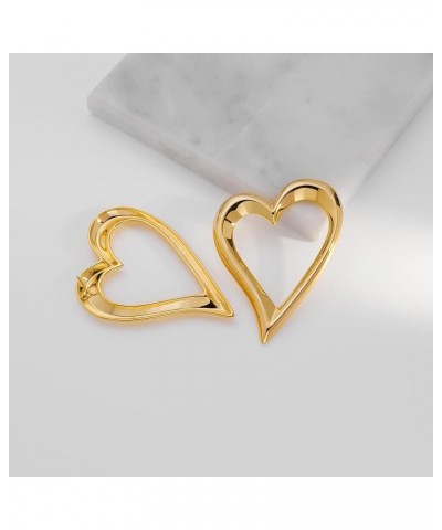 Gold Heart Earrings for Women Vintage Love Heart Dangle Earrings Double Heart Drop Earings Matte Gold Statement Earrings Vale...