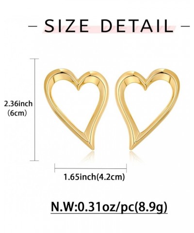 Gold Heart Earrings for Women Vintage Love Heart Dangle Earrings Double Heart Drop Earings Matte Gold Statement Earrings Vale...