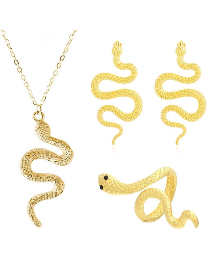 Snake Jewelry Set for Women,Snake Earrings & Ring & Necklace for Teen Girls,Hypoallergenic Snake Jewelry Gifts Gold $5.30 Jew...