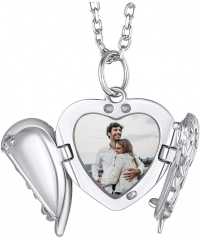 Heart Locket Necklace that Holds Pictures, 925 Sterling Silver/18K Gold/Platinum Plated Heart/Angel Wing/Tree of Life Photo P...