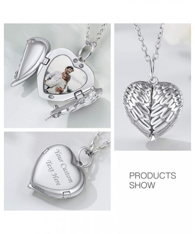 Heart Locket Necklace that Holds Pictures, 925 Sterling Silver/18K Gold/Platinum Plated Heart/Angel Wing/Tree of Life Photo P...