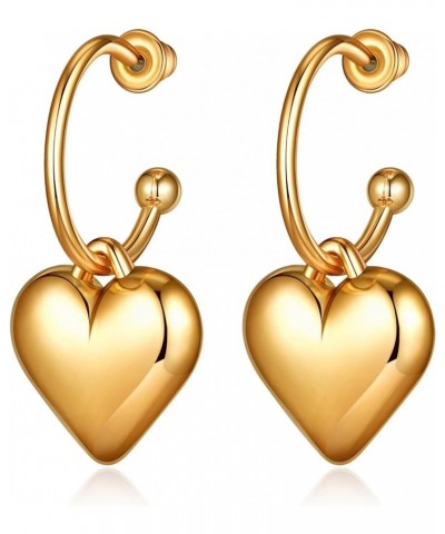 Heart Huggie Hoop Earrings for Women Gold Silver Trendy 14k Statement Heart Shaped Hoop Earring for Girls Jewelry Medium 04Go...