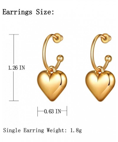 Heart Huggie Hoop Earrings for Women Gold Silver Trendy 14k Statement Heart Shaped Hoop Earring for Girls Jewelry Medium 04Go...