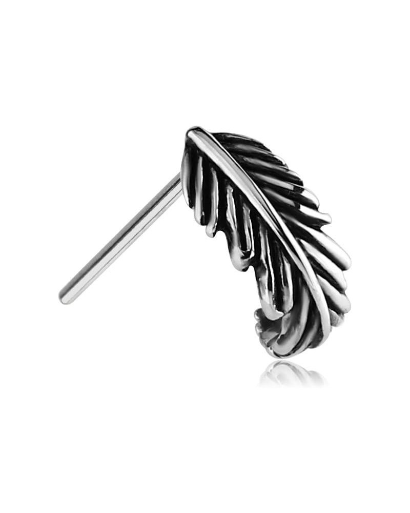 316L Surgical Steel Nose Stud Ring Feather Nose Hugger 20G Straight Stud (10mm Post) $11.39 Body Jewelry