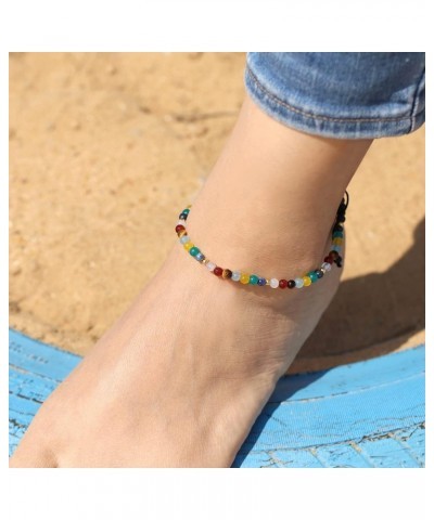 7 Chakra Beach Anklet Bracelet for Women Foot Crystals and Healing Stones Balance Yoga Meditation Worry Stone Strand (8.5-10 ...