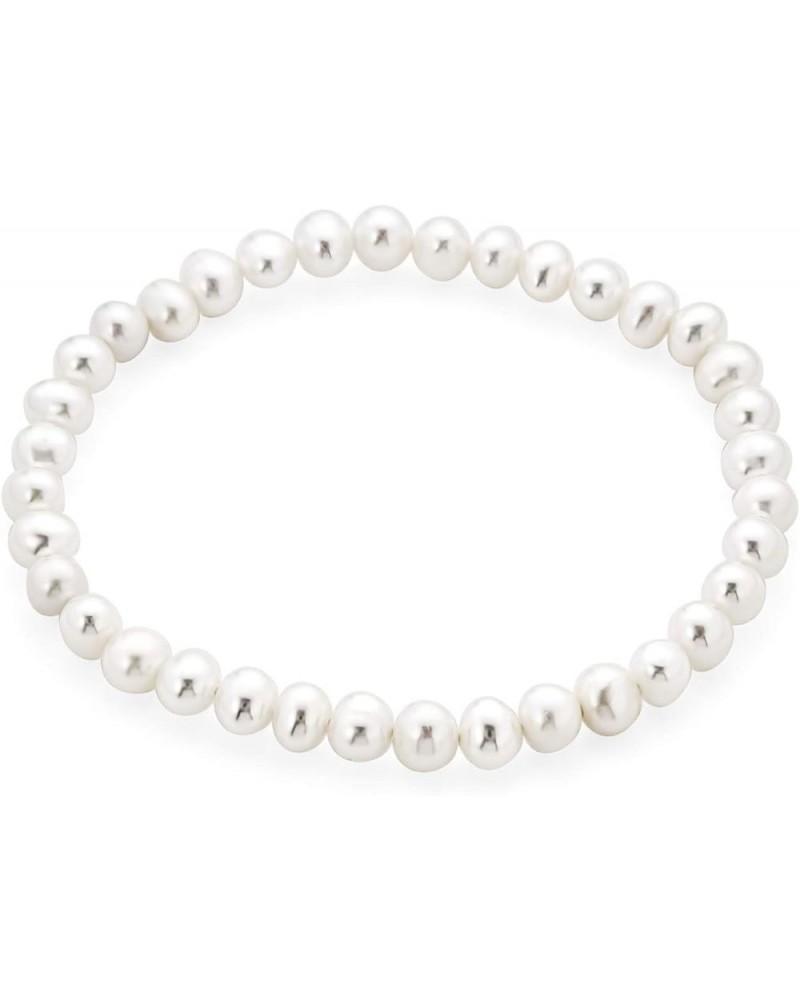 Traditional Classic Simple Bridal Genuine 7.5-8 MM White Pink Infinity Baroque Freshwater Cultured Pearl Hand Knotted Stretch...