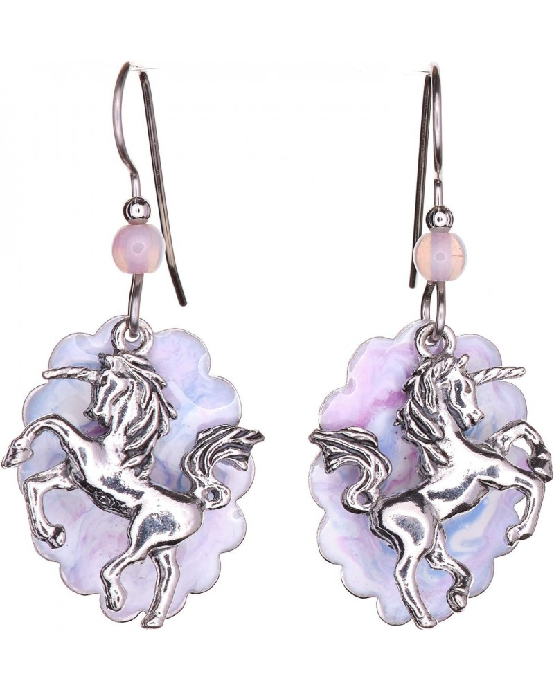 Layered Unicorn Pastel Cloud Dangle Drop Earrings, Silver-Tone/Blue/White/Lilac $14.70 Earrings