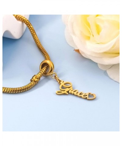 Name Heart Charm Personalized for Pandora European Bracelet Necklace Women Girl Gift Alex-Gold $7.64 Bracelets