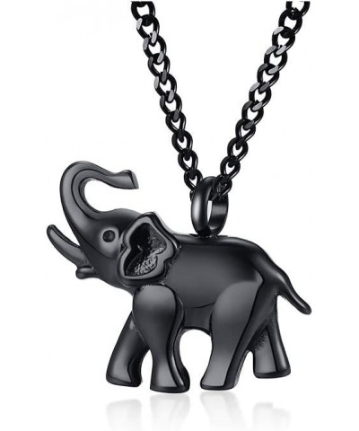 Personalized Elephant Shape Urn Necklace for Ashes,Custom Engraved Cremation Keepsake Remembrance Jewelry Black(Non-engraving...