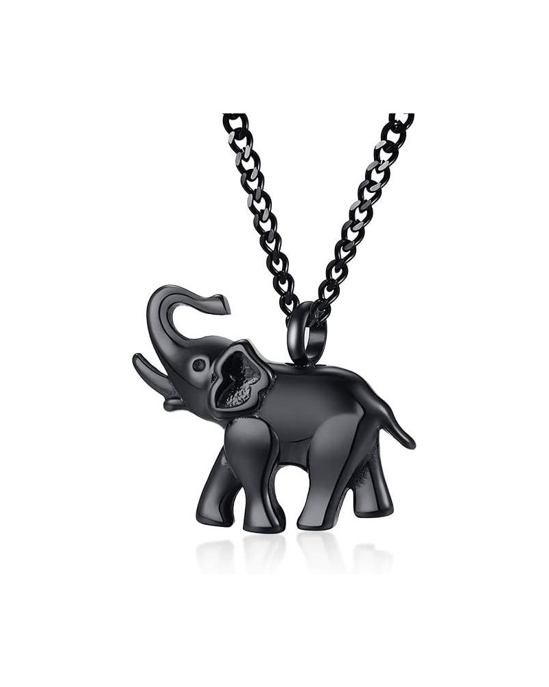 Personalized Elephant Shape Urn Necklace for Ashes,Custom Engraved Cremation Keepsake Remembrance Jewelry Black(Non-engraving...