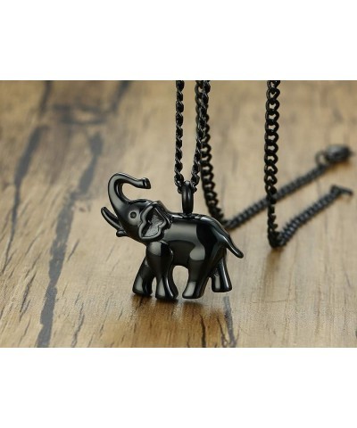 Personalized Elephant Shape Urn Necklace for Ashes,Custom Engraved Cremation Keepsake Remembrance Jewelry Black(Non-engraving...