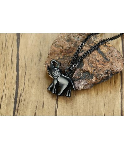 Personalized Elephant Shape Urn Necklace for Ashes,Custom Engraved Cremation Keepsake Remembrance Jewelry Black(Non-engraving...